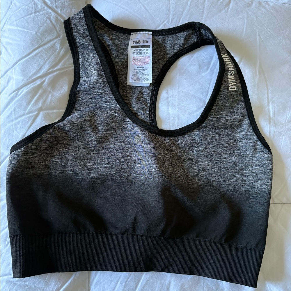 Gymshark Women's Charcoal and Black Sports Bra